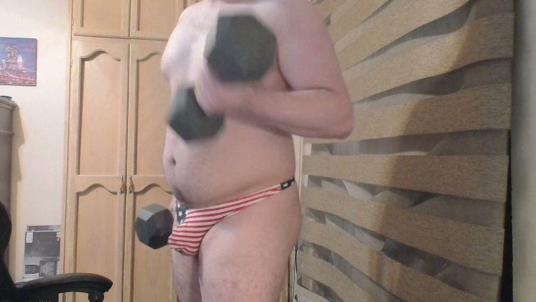Himbo_Fox: Muscular Patriot Works Out on Cam