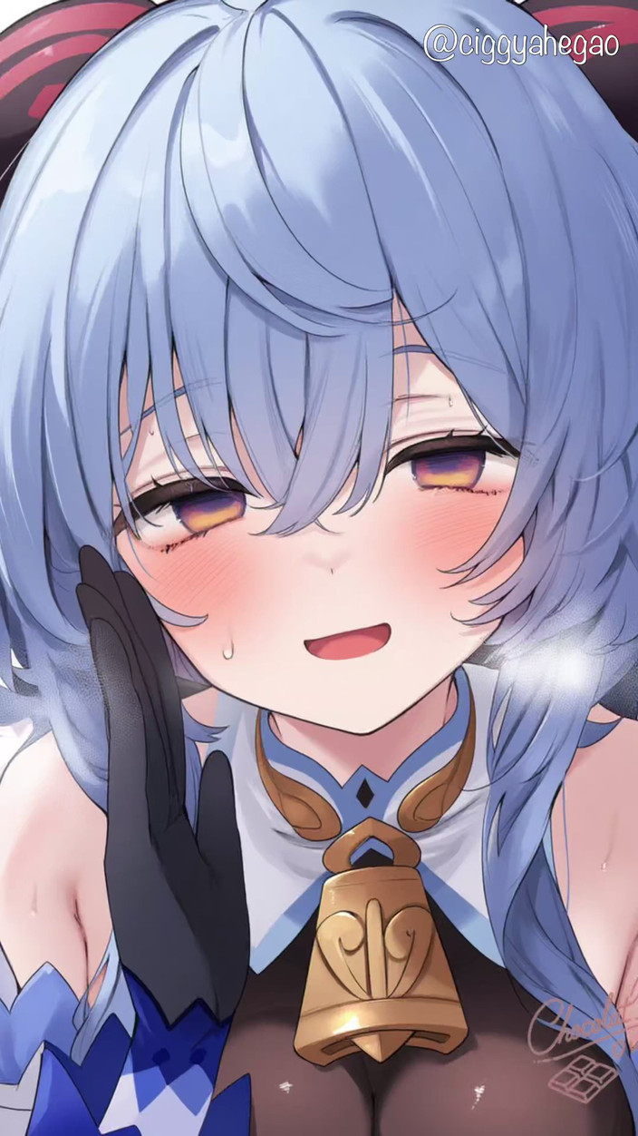 CiggyAhegao: Cocogoat Ganyu yüzüne boşalana kadar yarağımı sağıyor! 65 cm mini hentai...