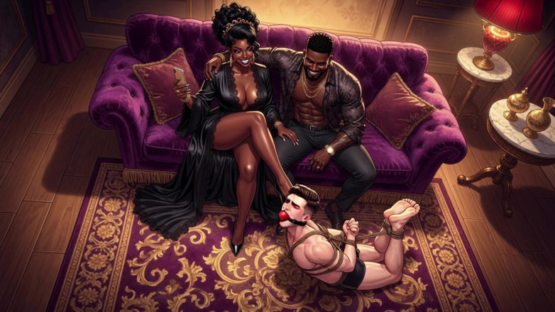 Gagged AI Cartoons: Rich Black Property