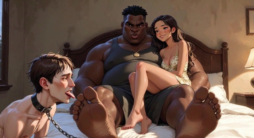 Anime Hentai: Lo schiavo del piede del marito pulisce i piedi della...