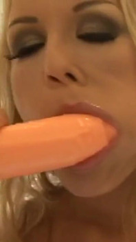 Blonde MILF with big boobs masturbates with her Sex Toy before getting fucked