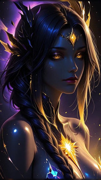 闇の物質から黄金の星の糸を持つ虚無の女帝 宇宙ファンタジーAIアートスライドショー