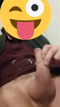 Me shooting a powerful high cumshot and then covering my t-shirt with cum