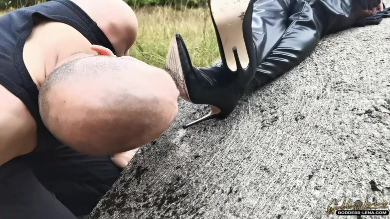 Goddess Lena: Suck my OTK boots!