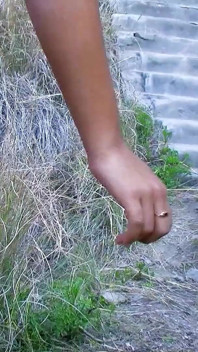 Skinny teen Oldia outdoor at lost plays fucked in the ass in a threesome