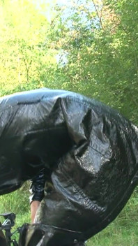 Blonde slut posing for pictures by the tunnel