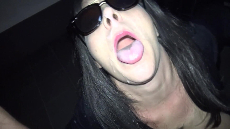 Cumdrinking Wife: Total cum slut at the adult theater