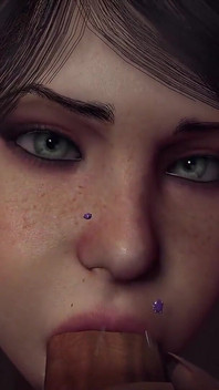 Bra tjej försöker stor kuk i munnen | 3D porr