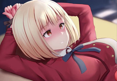 Velvixian_2D: Chisato Footjob X ošukaná obrovským čůrákem