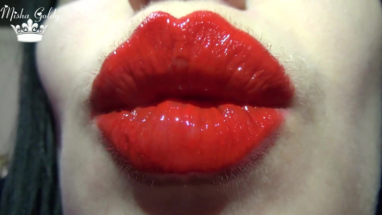 Goddess Misha Goldy: Red lips &amp; lipgloss JOI