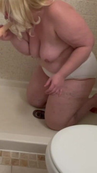 BBW Whore Gags on Your Cock in the Shower