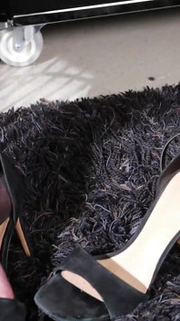 Lola Slips Out of Heels - Hot Nylons on Black Carpet