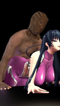 Asagi en posición de perrito con extraño