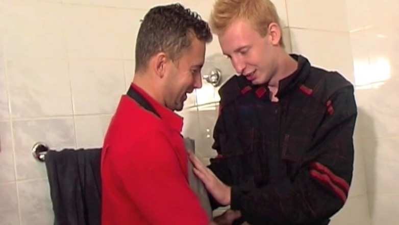Straight fucking boy in uniform: Straight fireboy fucked by older in bathroom