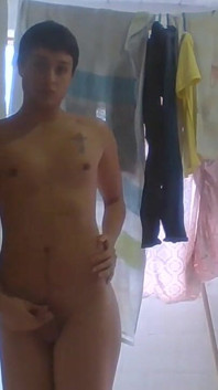 Linda, an Effeminate Man, Walks Naked Through His House and Ends up Masturbating.