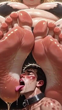Fat BBW Foot Worship - Submissive Man Licks Sweaty Soles