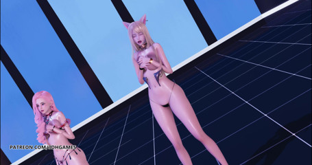3D-Hentai Games: Kara - Step Ahri, Kaisa, Seraphine, sexy liga de striptease de...