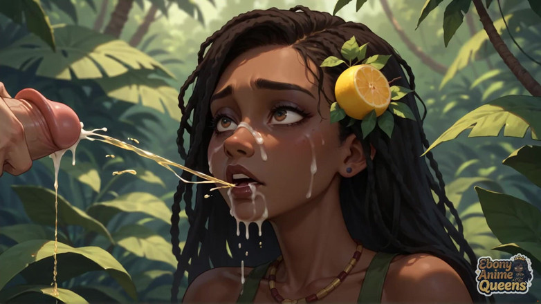Ebony Anime Queens: Frizzante dea tettona scura adorna giungla - Frolicsome XXX!