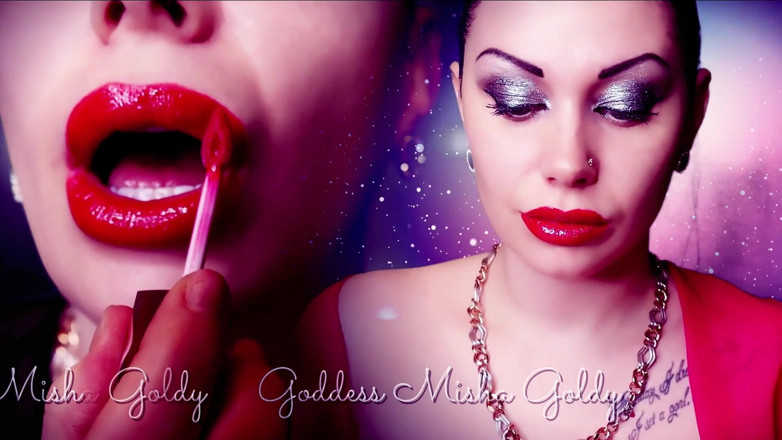 Goddess Misha Goldy: My mesmerizing red lips feel good on my bf cock!...
