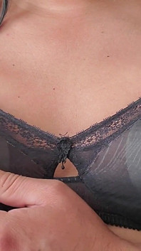 Black Seethrough D Bra and French Knickers