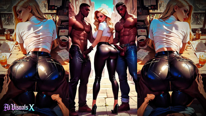 AI Visuals X: (4k) Ai 3D Animated - Hot Blonde Slut BBC Interracial Sucking and...