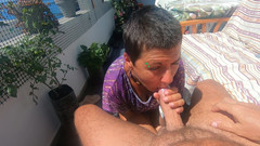 bekycarril: Pompino sulla nostra terrazza con un po 'di succhiare senza mani