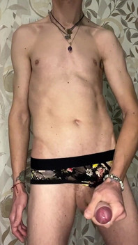 Handjob in Girls' Panties and Dirty Talk