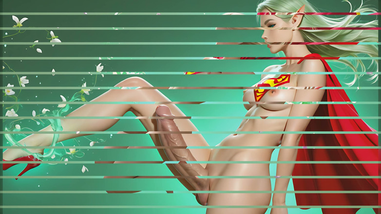 TransLure: Beautiful Nude Elf Futa with Floating Enchanted Hair and Orchid...