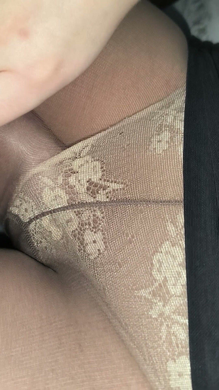 PantyhoseJuicyCummer: My Sissy Cock in Someone Else's Coffee Pantyhose Close-up. Leaking...