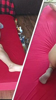 Kouření s amatérskou manželkou, Chlupatá kundička, Velký zadek. Smyslná masáž sexy páru s olejem na tělo.