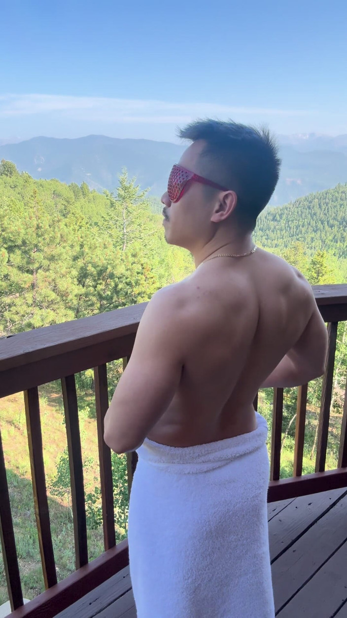 Barenakedmuscles: Mountain Top Tease: Muscular Asian Hunk's Solo Show