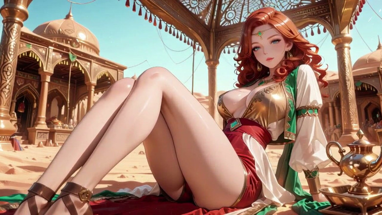 Tay Swift X: Lazy Seduction in the Desert Palace, Green and Red Tight...