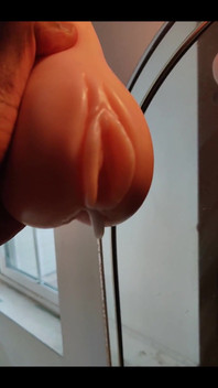 Squeezing My Cum Out of an Onahole After Using It