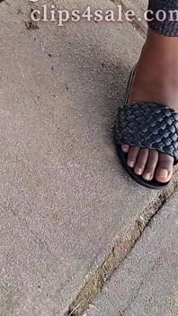 Hot Fudge Tasty Feet Left Foot Wrapped at the Bus Stop