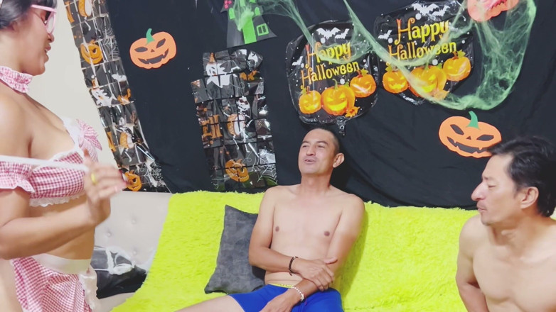 Lady: A Busty, Big-bottomed Domestic Worker Celebrates Halloween by Having a...