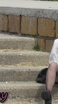 Stepsister Caught! Masturbating on Public Seaside Promenade - Strangers Watching!