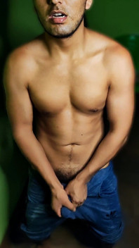 Athletic Boy Stroking His Cock