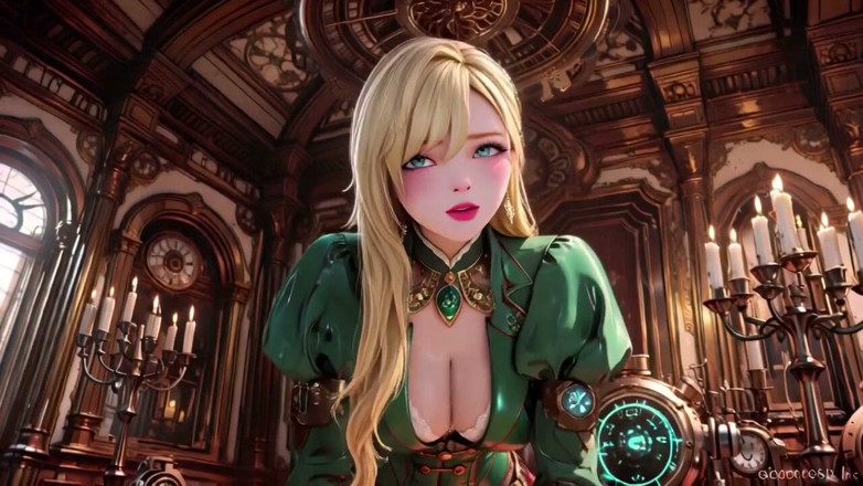 Seraphina Vale: Soukromé ráno technika steampunku! Blonďaté křivky protahují Líně před Obřími...