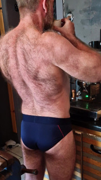 Muscle Bear Has Coffee