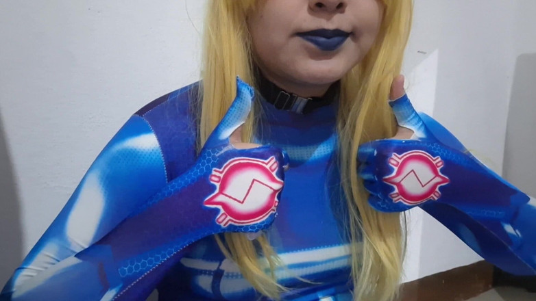 fermerino: Cute Samus Femboy with BDSM Nosehook Giving a Sloppy Blowjob...