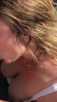 Shooting blonde creampie'd by personal trainer outdoors