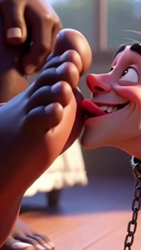 Submissive Man Grovels and Licks His Dominant Wife's Feet