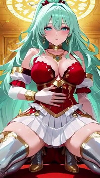 Silver Thighs Under Red & White Armor, Kneeling Lazily in the Bedroom. Who Can Resist This Divine yet Wild Look?