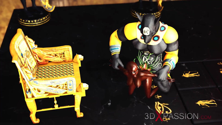 3dxpassion: Anubis scopa duro uno schiavo ebano sexy in un tempio...