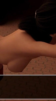 Bella ragazza asiatica scopa dietro la casa