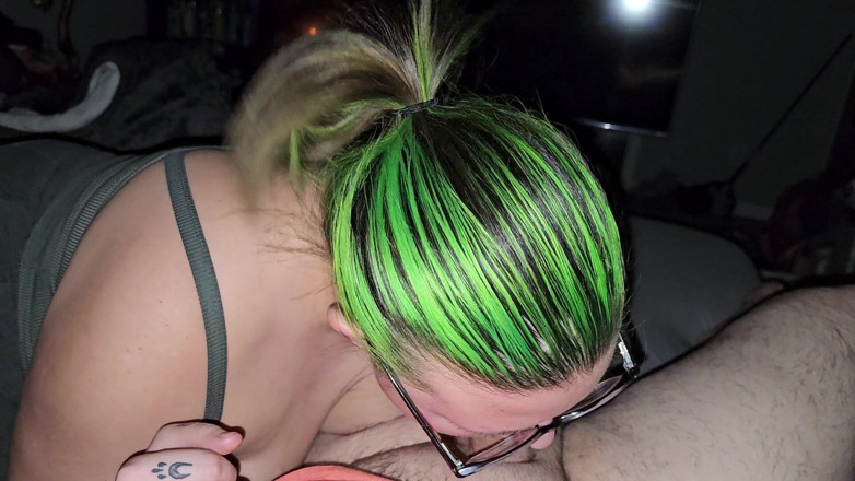 Funhousewife69: Green Haired Wife Sucks and Fucks