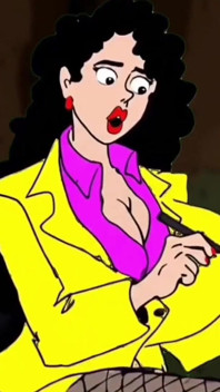 Married Busty Brunette Can't Resist the Sight of a Big Black Cock. Cartoon