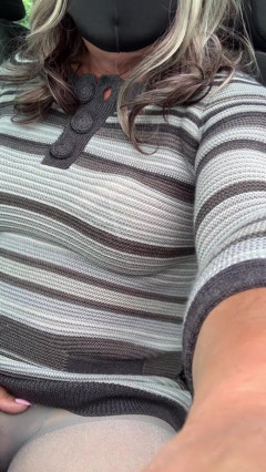 Kelly cd car drive in grey dress tights and heels thumbnail