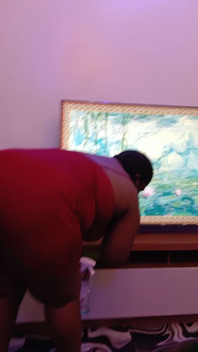 MILF Cleaning in Tight Red Dress