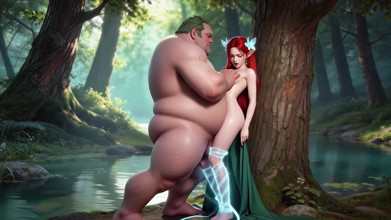 The sexual encounter between the Windwalker, the elf girl and the obese man, the perfect oral sex,DOTA2,Episode Two,AI-generated